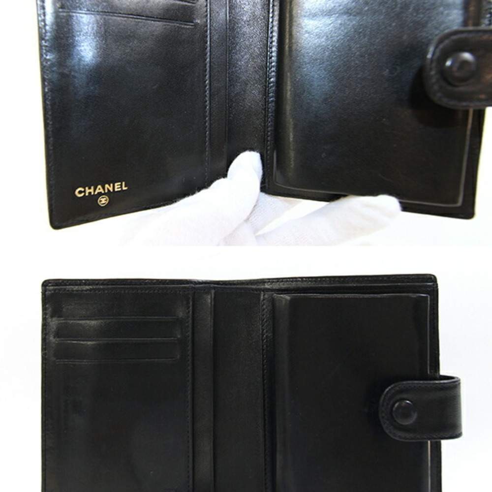 CHANEL Vintage Black Lambskin Leather Logo Wallet - Picture 6 of 10